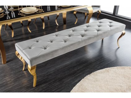 Luxusní čalouněná lavice Gold Modern Barock 170cm šedá samet