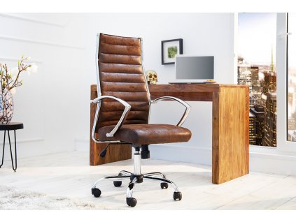 Moderní kancelářská židle Dean hnědá/chrom