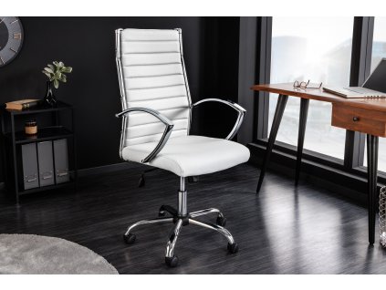 Moderní kancelářská židle Dean bílá ekokůže/chrom