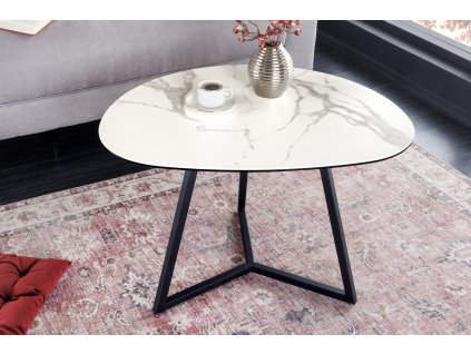 Designový stolek Discover 70cm bílý mramor sklokeramika