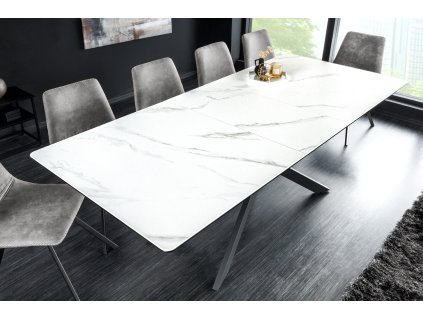 Designový jídelní stůl Alli 160-200cm bílý mramor