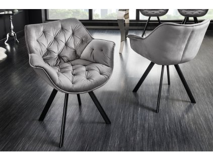 Designová otočná židle Dutch samet šedá