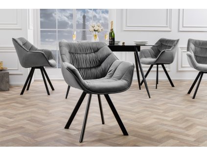 Designová komfortní židle Dutch II šedá samet