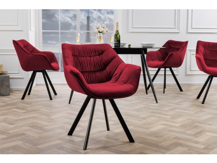 Designová otočná židle Dutch II červená samet