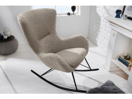 Designové houpací křeslo Scandinavia Swing II šampaň bouclé