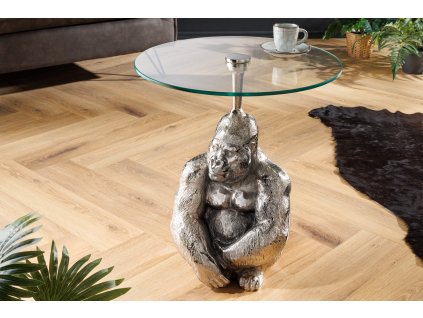 Designový kulatý stolek Kong 45cm stříbrný
