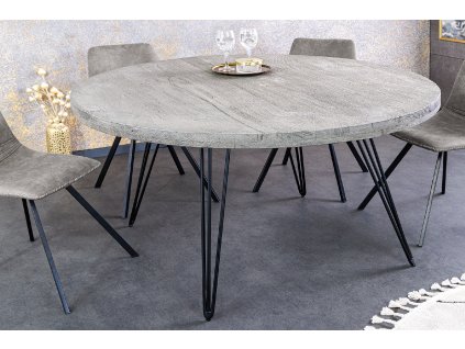 Masivní kulatý jídelní stůl Scorpion 120cm šedé mango