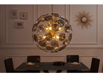 Designová závěsná lampa Infinity zlatá/sklo