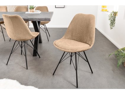 Designová jídelní židle Scandinavia hnědá manšestr