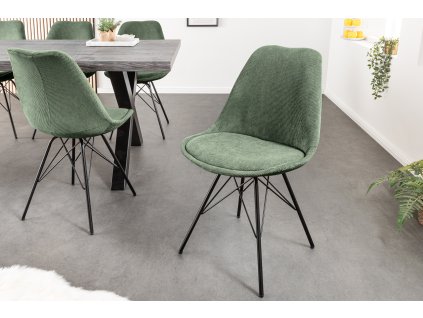 Designová jídelní židle Scandinavia zelená manšestr
