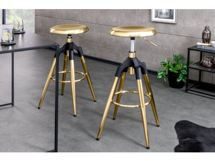 Designová otočná barová židle Industrial zlatá