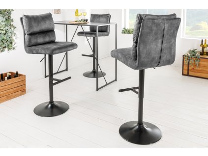 Designová barová židle Comfort 100-121cm tmavě šedá samet