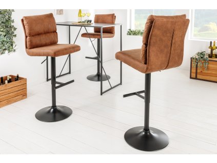 Designová barová židle Comfort hnědá 100-121cm mikrovlákno