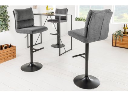 Designová barová židle Comfort šedá 100-121cm manšestr