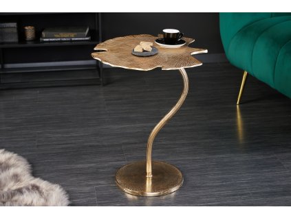 Designový příruční stolek leaf Ginkgo 53cm zlatý