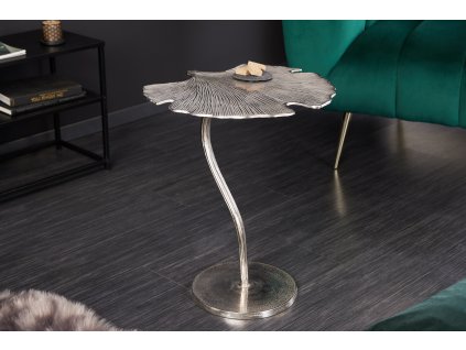 Designový příruční stolek leaf Ginkgo 53cm stříbrný