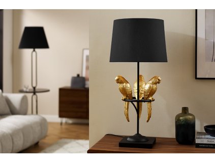 Designová stolní lampa Parrots 75cm černá-zlatá