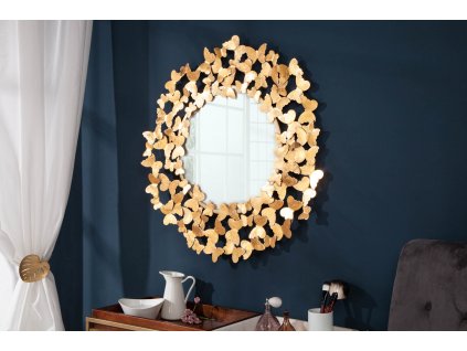 Designové kulaté zrcadlo Butterfly 78cm zlaté
