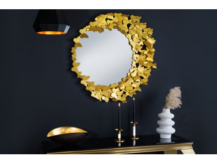 Designové kulaté zrcadlo Butterfly II 80cm zlaté