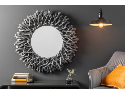 Designové kulaté zrcadlo Riverside 80cm šedé teak