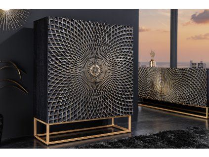 Orientální obývací skříňka Ilusion 120 cm mango černá