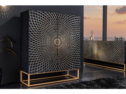 Orientální obývací skříňka Ilusion 120cm mango černá