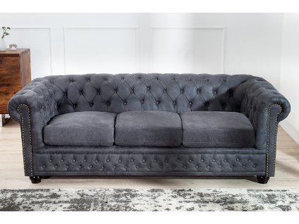 Luxusní třímístná sedačka Chesterfield Antik Look 200cm šedá