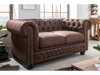 Luxusní dvoumístná sedačka Chesterfield 150cm vintage hnědá