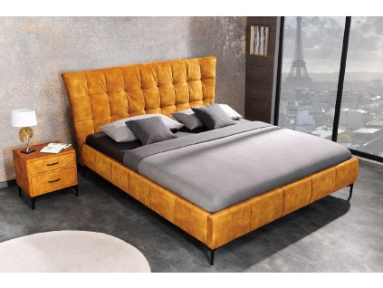 Designová manželská postel Boutique 160cm žlutá