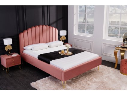 Designová čalouněná postel Pearl 140cm růžová