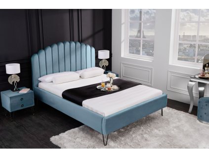 Designová čalouněná postel Pearl 140cm modrá