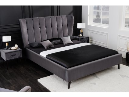 Stylová čalouněná postel Sally 160cm šedá samet