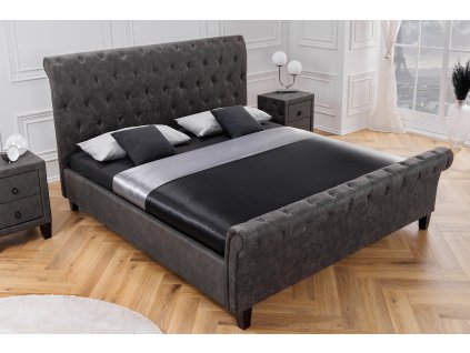 Luxusní chesterfield postel Sally 180x200cm šedá