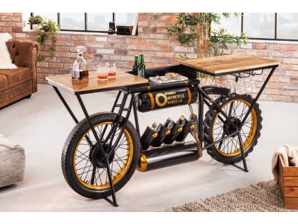 Stylový konzolový stolek Motorcycle 185cm mango s vinotékou