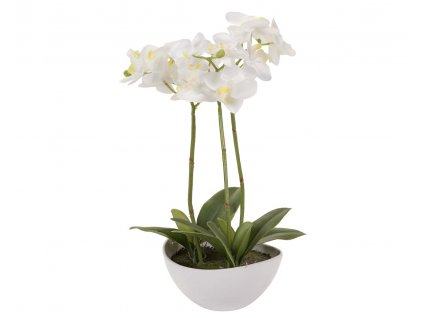 Stylová umělá Orchidej III v květináči 33cm bílá