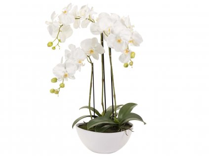 Stylová umělá Orchidej XL v květináči 67cm bílá