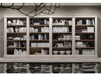 Luxusní knihovna přes celou zeď Eduardo 448x200cm Blanco Porto-Adara