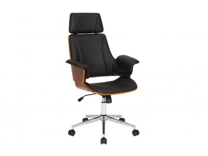 Luxusní kancelářská židle Brooklyn černá ekokůže/ořech