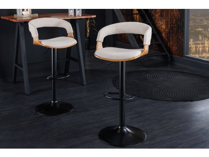 Luxusní otočná barová židle Brooklyn béžová/dřevo