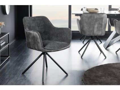 Designová otočná židle Verona s područkami tmavě šedá