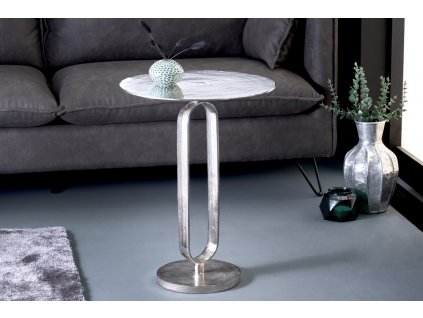 Stylový kovový odkládací stolek Elegance 60cm stříbrný