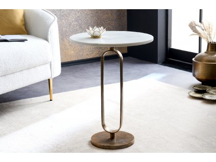 Stylový odkládací stolek Elegance 60cm mramor/zlatý