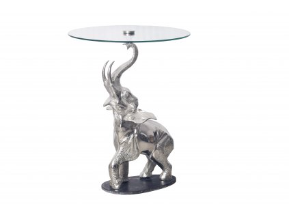 Stylový příruční stolek Elephant 75cm mramor/stříbrný