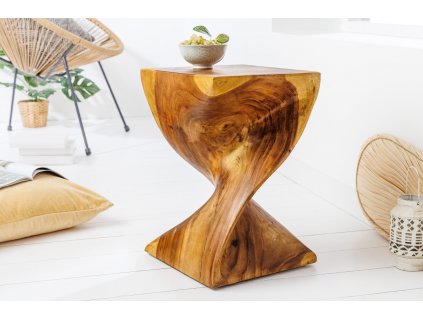 Masivní odkládací stolek Helix Twist 45cm přírodní