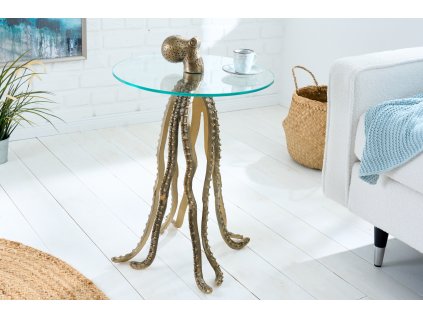 Designový příruční stolek Octopus 65cm mosaz