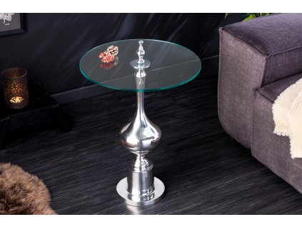 Designový příruční stolek Abstract 65cm stříbrný/černý