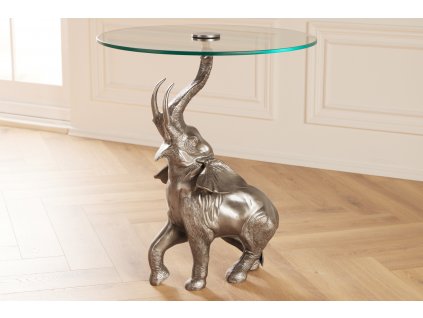 Stylový příruční stolek Elephant 75cm stříbrný