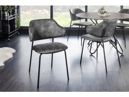 Moderní jídelní židle Alpine šedá samet/černá