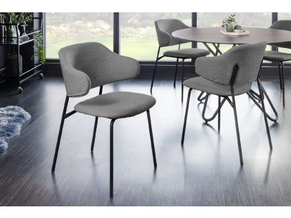 Moderní jídelní židle Alpine šedá bouclé/černá