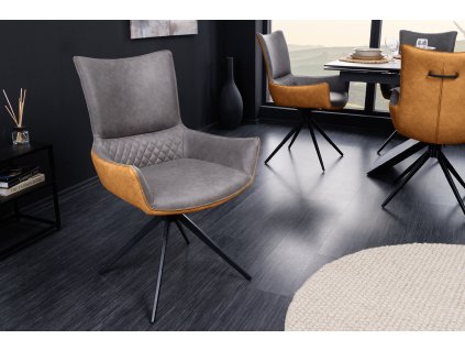 Designová otočná židle Alpine šedá/hnědá